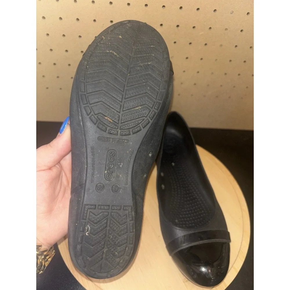 Crocs Womens Brynn Ballet Flats Shoes Black Slip On Strap Round Toe Comfort Sz 9 - Picture 9 of 9